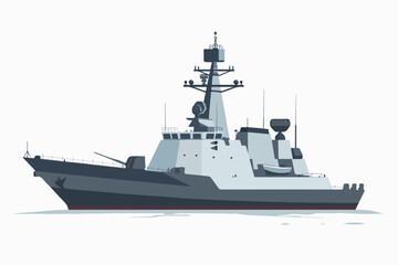 Illustration of a warship on a white background. Warfare. Navy.