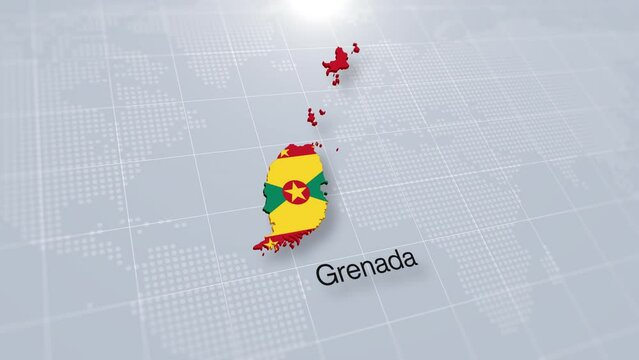 Grenada map presentation 3d rendering displayed on a modern clean white background