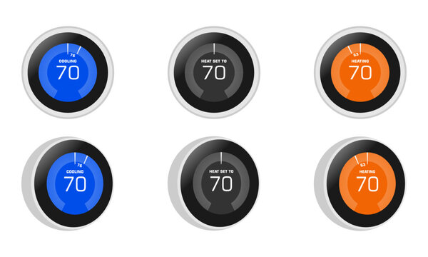 thermostat vector set, smart wall thermostat vector illustration isolated on white background.