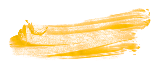Yellow brush strokes isolated on transparent background.