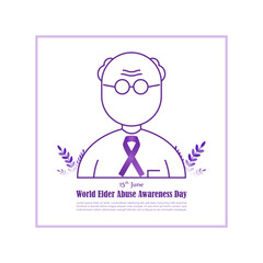 Vector illustration of World Elder Abuse Awareness Day 15 June social media feed template