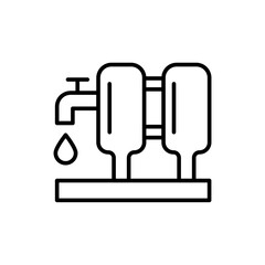 Water treatment outline icons, minimalist vector illustration ,simple transparent graphic element .Isolated on white background