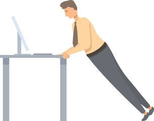 Modern professional balances work and health by incorporating incline pushups using an office desk
