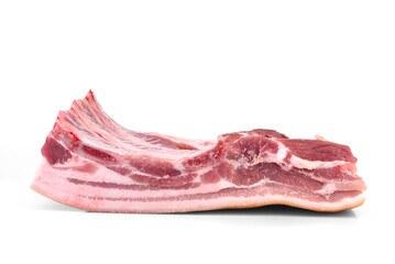 Raw pork belly isolated on white background.