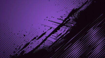 abstract background design with grunge black purple halftone brush texture