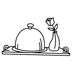 Plateau petit-déjeuner d'hôtel sous cloche