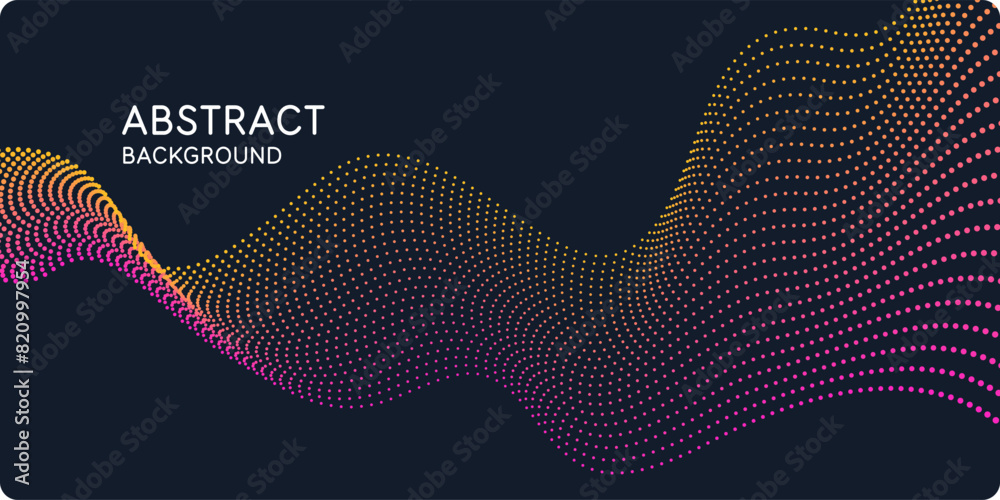 Poster vector abstract background with dynamic waves, line and particles. illustration suitable for design