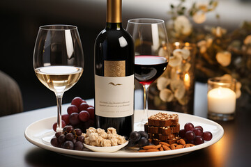 Wine and snack pairing: Elegant combination of wine and snacks.