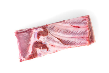 Raw pork belly isolated on white background.