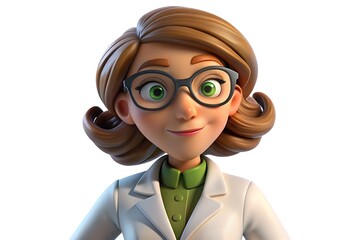 Scientifique Française portant des lunettes de protection - Illustration 3D