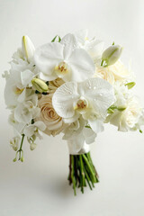 Small bouquet with white flowers on white background