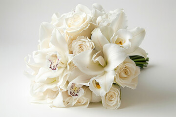 Small bouquet with white flowers on white background