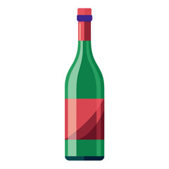 Green wine bottle with red label, ideal for alcohol ads