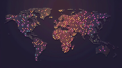 Dotted world map,color world map,Vector design illustration