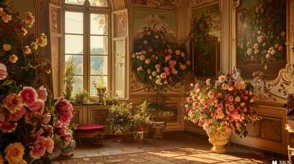 Fototapeta premium A room with a lot of flowers in it