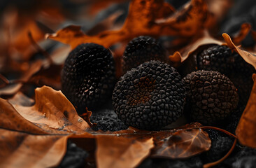 Black Truffle in Oak Leaf, luxury ingredient flavor tasty