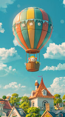 A group of people flying in a hot air balloon