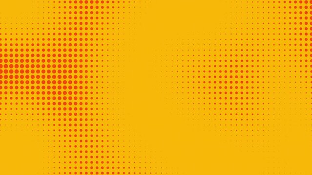 Abstract glowing yellow color halftone motion background. Moving dots seamless loop. Abstract animated dot texture background.	