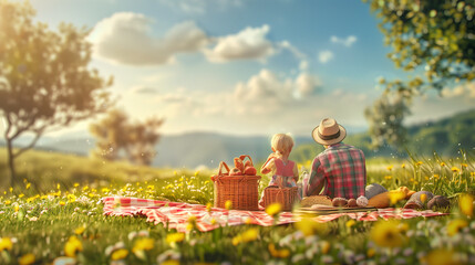 father and son on a picnic