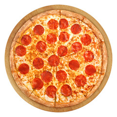 Pizza Pepperoni, isolated on white background, full depth of field