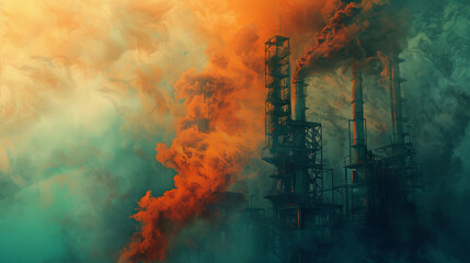 A large industrial plant with smoke billowing out of it