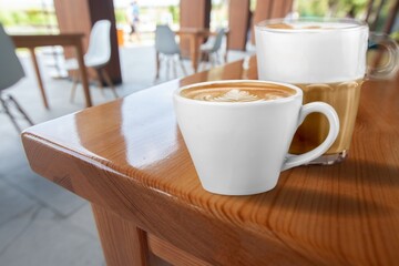 Warm tasty Latte coffee with Milk and Spices