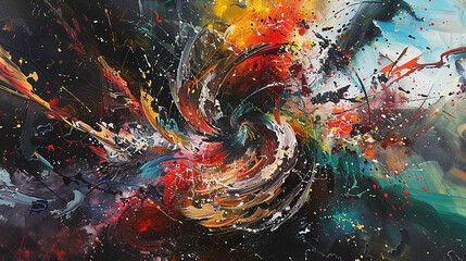 A chaotic whirlwind of frenetic brushstrokes and splashes of color, conveying a sense of raw emotion and spontaneity.
