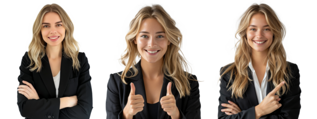 woman wearing business clothes pointing finger isolated on a tra