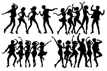 set of shadow dancing peopl