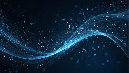 Crédence de cuisine Vagues fractales Abstract Blue Particle Waves on a Dark Background  © Artistic Visions