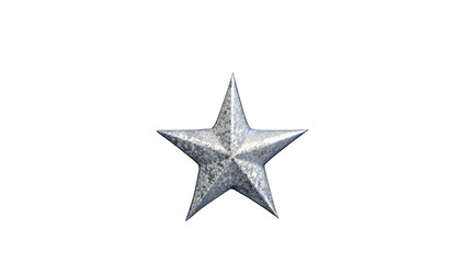 Obraz premium A silver five-pointed star with a shimmering texture is in the centre against a transparent background. It appears to be a decorative object, probably made for a festive occasion.AI generated.