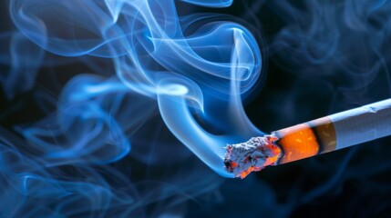 Bright, luminous cigarette smoke patterns forming in mid-air.