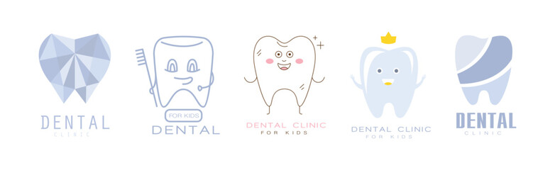 Dental Clinic and Hospital Logo and Label Design Vector Set