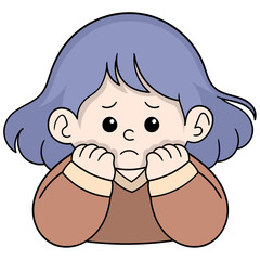cute girl with a sad face holding back tears