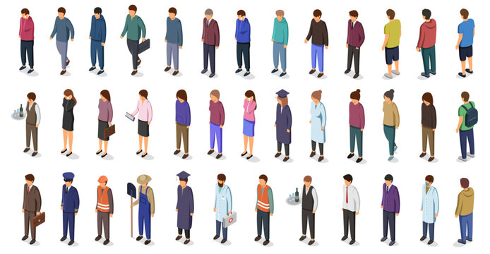 Different isomeric people vector set