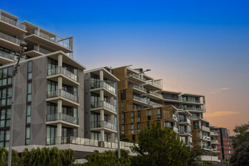 Residential and commercial Apartment building in inner Sydney suburb of Wentworth Point NSW Australia