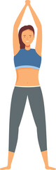 Illustration of a young woman in sportswear performing the tadasana or mountain pose, a basic yoga posture