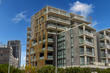 Residential and commercial Apartment building in inner Sydney suburb of Wentworth Point NSW Australia