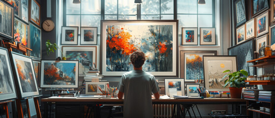 Award Winning Advertisement Image , E Commerce Site for Artist Commissions, Show an online platform that connects artists with clients seeking custom artwork commissions The scene