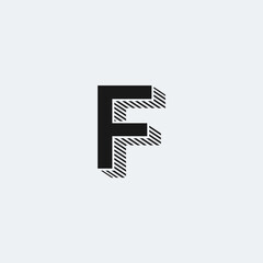 F initial logo with drop shadow lines.