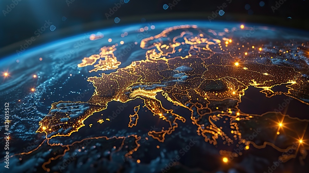 Canvas Prints abstract digital earth globe from space with western europe map concept of european global network a