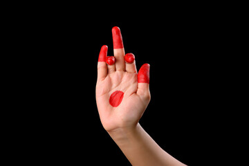  kathak mudra,beautiful hand or mudras in Indian classical dance foam kathak on black backgraund isolated