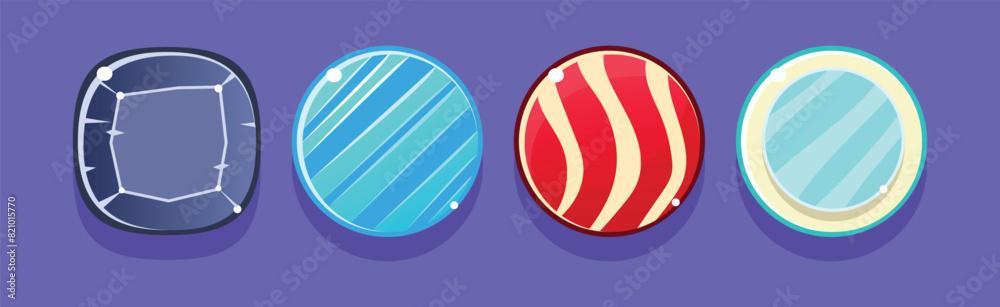 Poster bright button for game interface design vector set