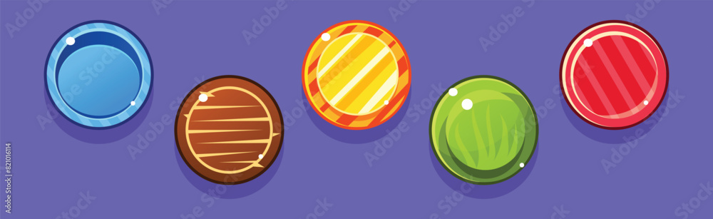 Poster bright button for game interface design vector set