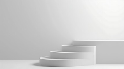 Minimalist white podium with a strategic plan displayed, representing leadership and organization.