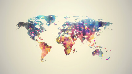 Fototapeta premium Dotted world map,color world map,Vector design illustration