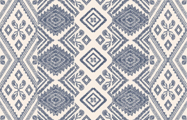 Ethnic ikat seamless pattern in tribal. Aztec geometric ethnic ornament print. Ikat pattern style. Design for ikat, blanket, fabric, clothing, carpet, textile, ethnic, batik, embroidery.