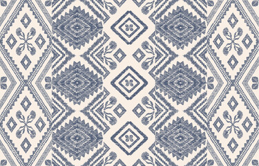 Ethnic ikat seamless pattern in tribal. Aztec geometric ethnic ornament print. Ikat pattern style. Design for ikat, blanket, fabric, clothing, carpet, textile, ethnic, batik, embroidery.