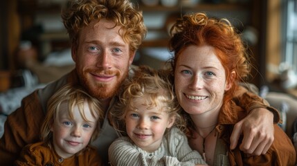 Red-Haired Family Enjoying Cozy Indoor Time Together