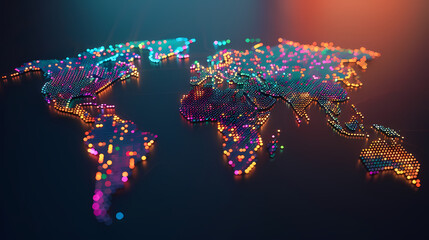 Dotted world map,color world map,Vector design illustration